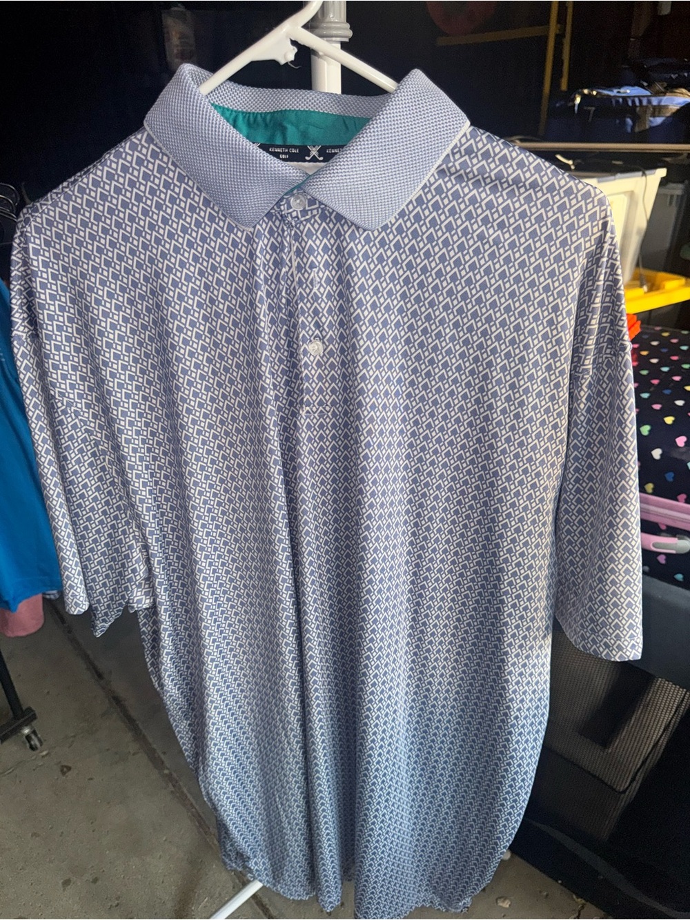 Kenneth Cole Light Blue Geometric Polo